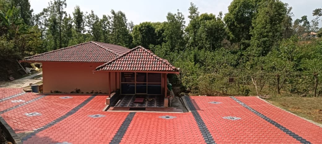Homestay exterior and courtyard